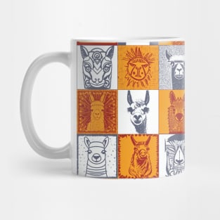 Andean Tribal and other styles Llama Face Check Checker Pattern Mug